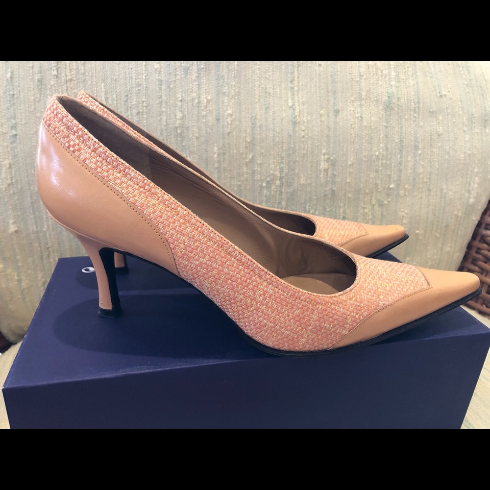 Stuart Weitzman heels.  Fabric and leather